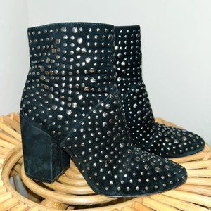Suede, studded heeled booty